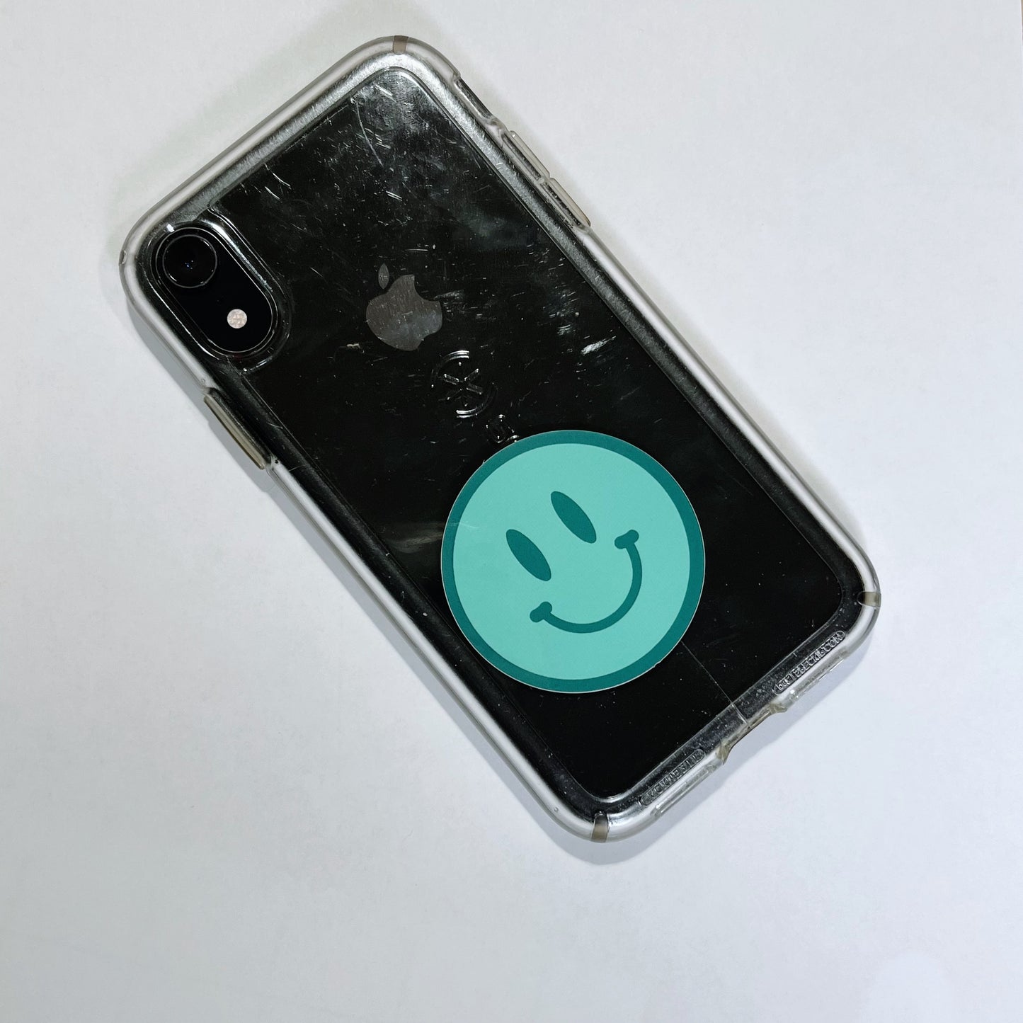 Teal Happy Face Sticker