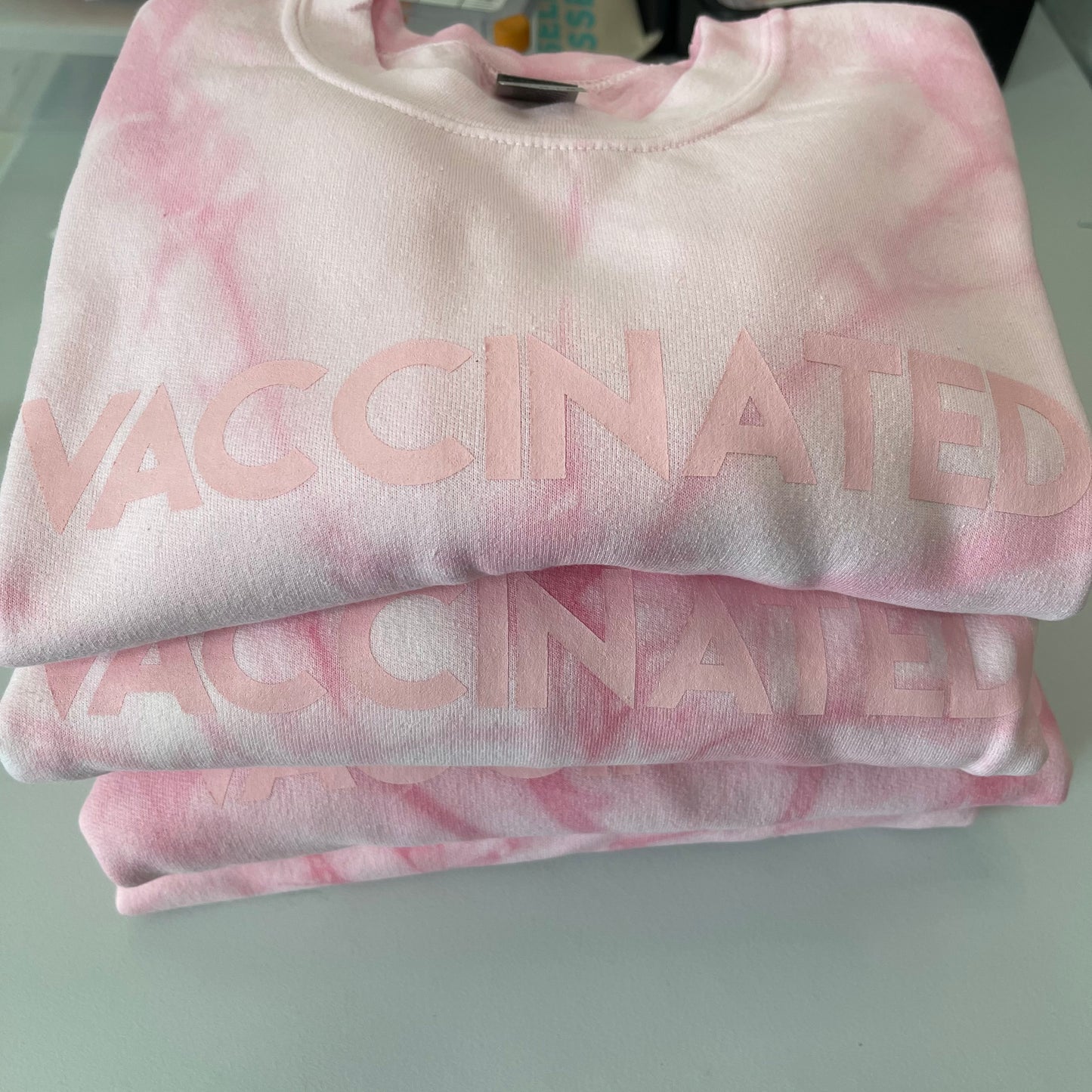 Light Pink Tie Dye VACCINATED Sweatshirt