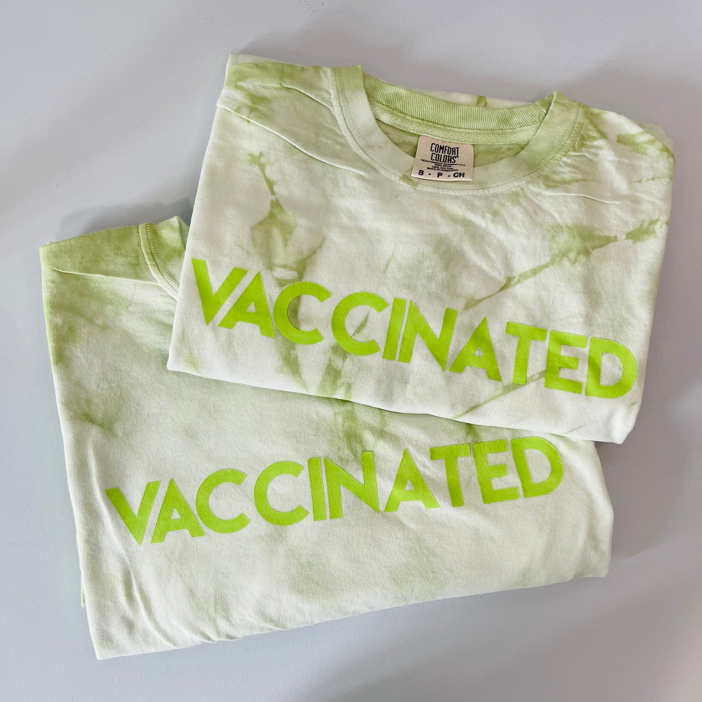 Light Green Tie Dye VACCINATED Tee