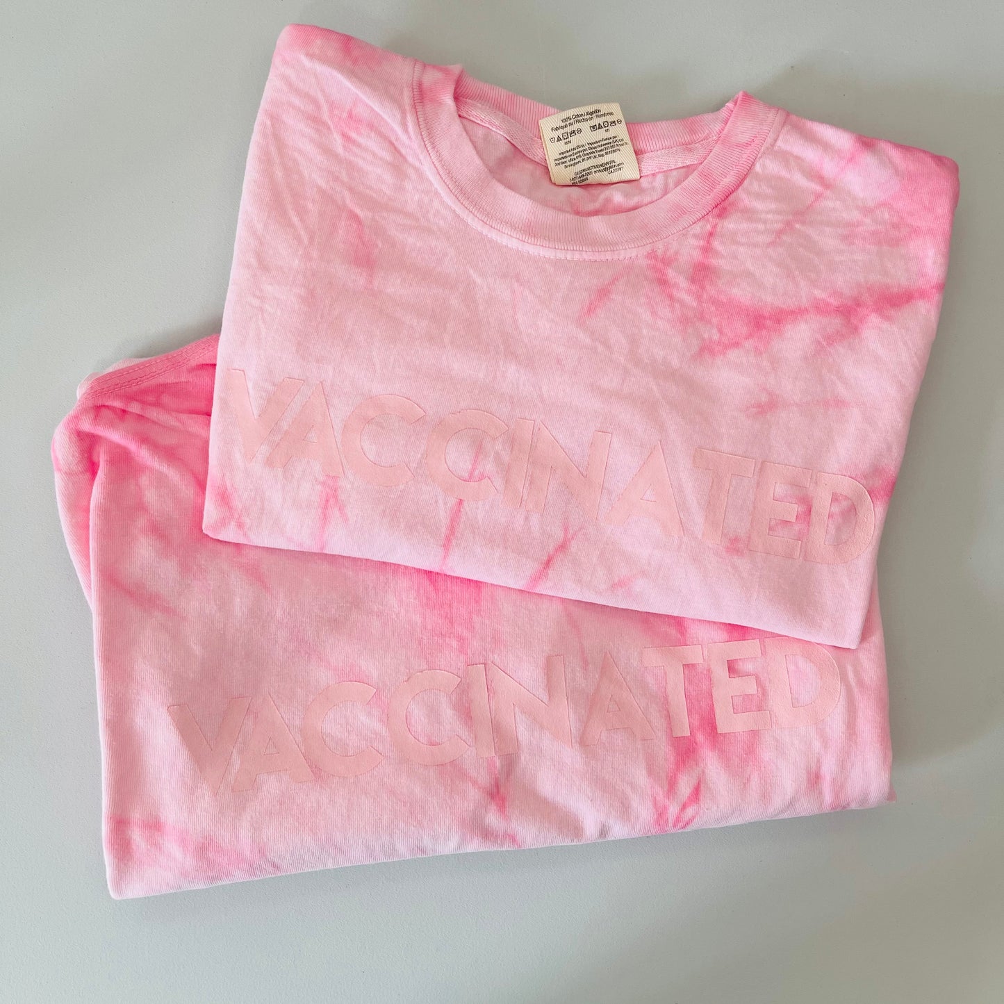 Light Pink Tie Dye VACCINATED Tee