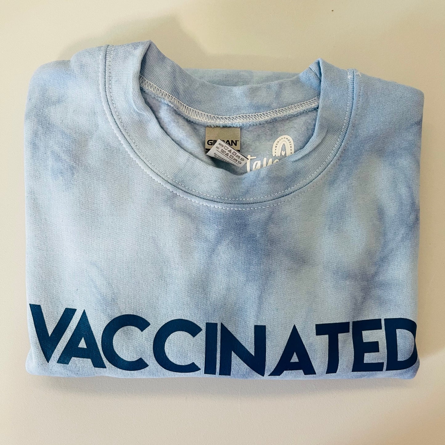 Blue Tie Dye VACCINATED Sweatshirt