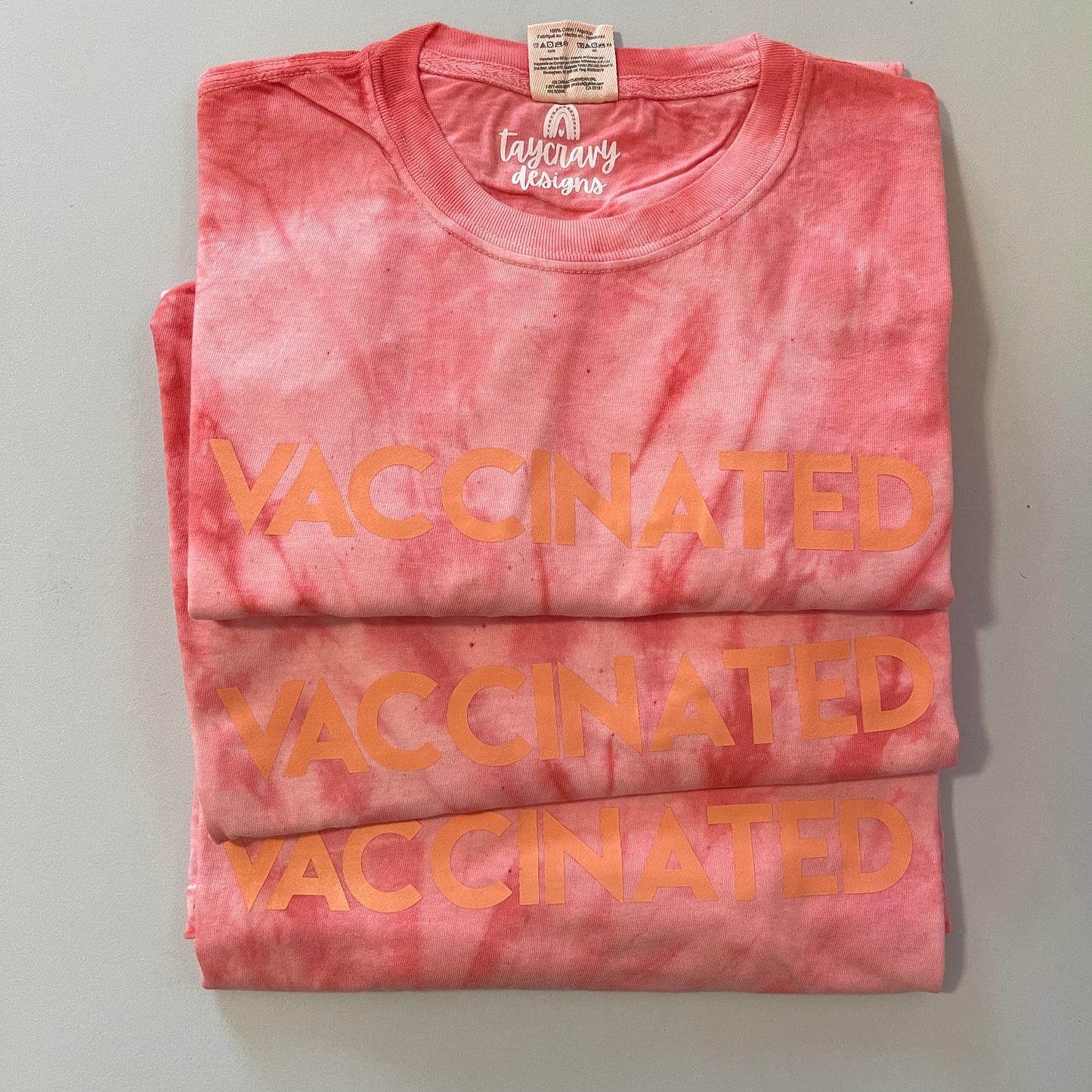 Peach Tie Dye VACCINATED Tee