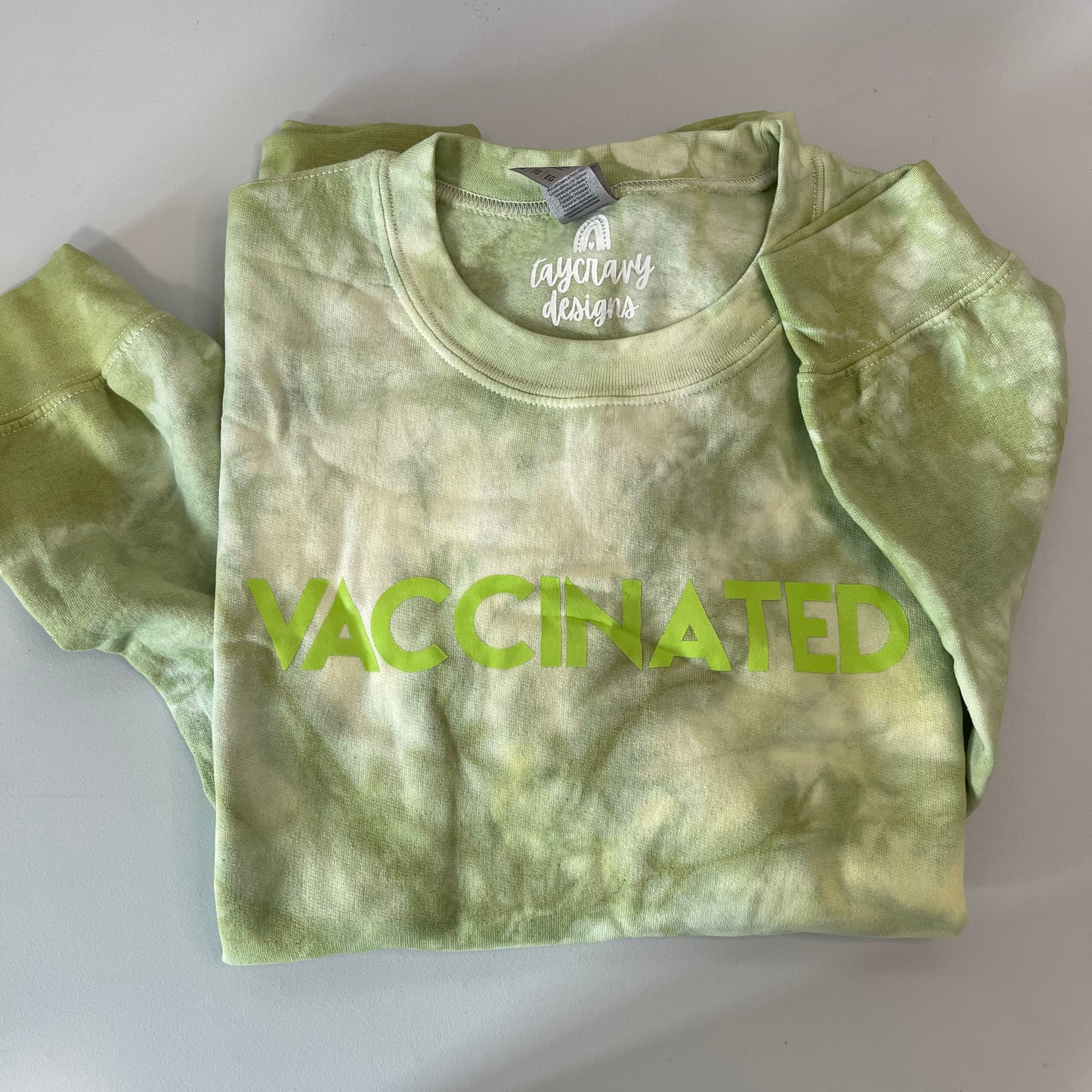 Light Green Tie Dye VACCINATED Sweatshirt