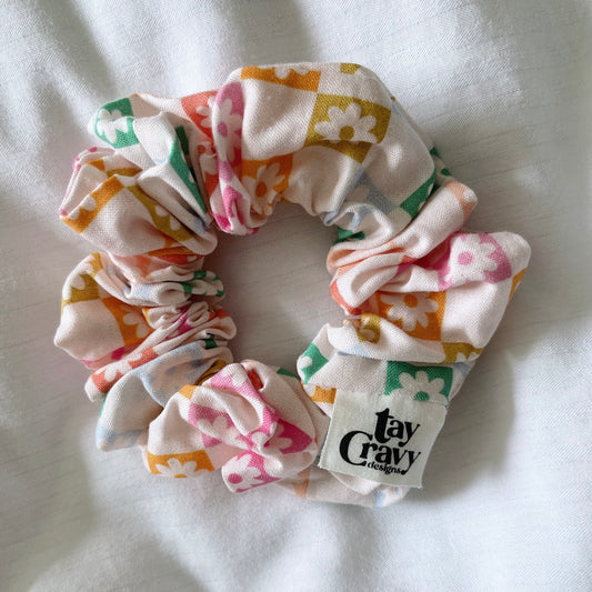 Rainbow Floral Scrunchie