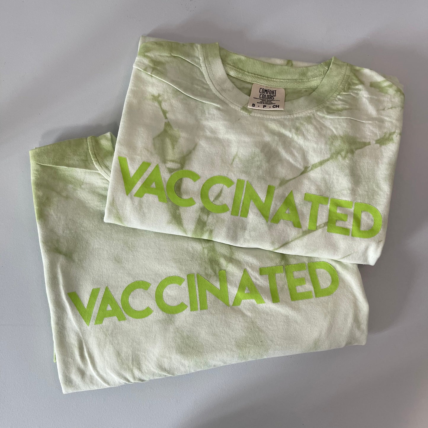 Light Green Tie Dye VACCINATED Tee