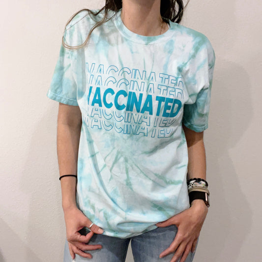 Teal Tie Dye VACCINATED Tee