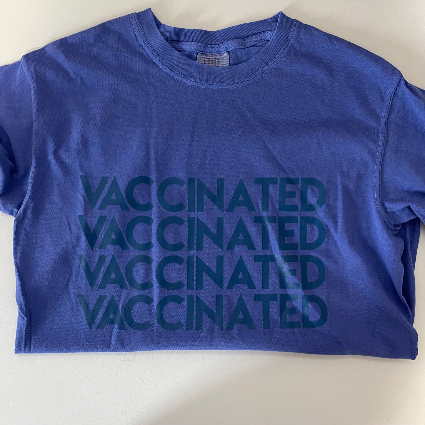 Solid Blue VACCINATED Tee