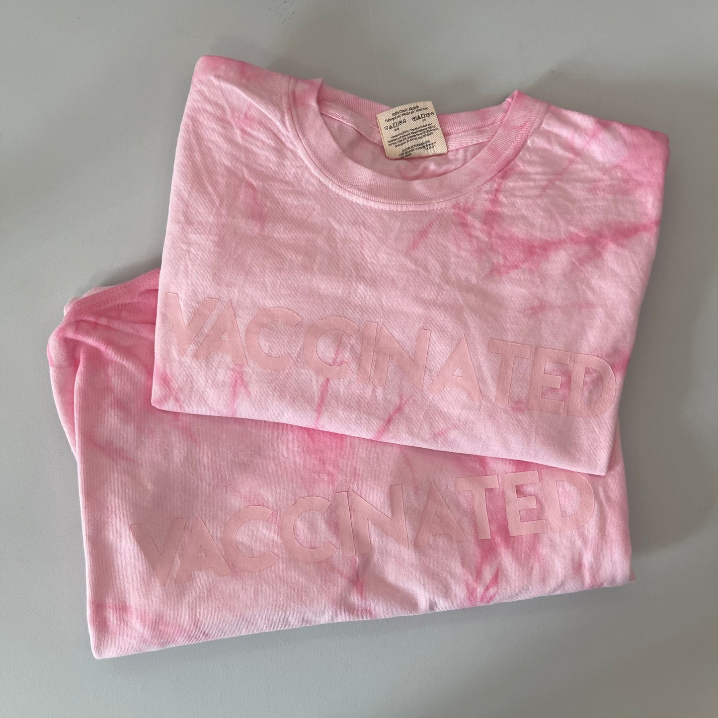 Light Pink Tie Dye VACCINATED Tee